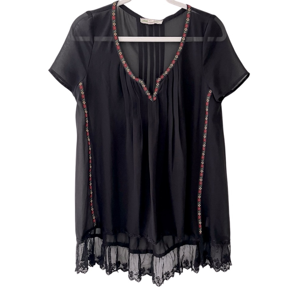 Anthropologie Staring at Stars Black sheer Top